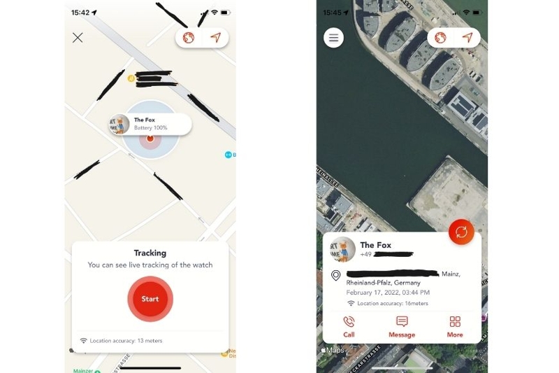 Функция определения местоположения в приложении XPLORA.